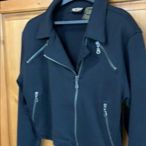 Black knit cropped jacket, medium.